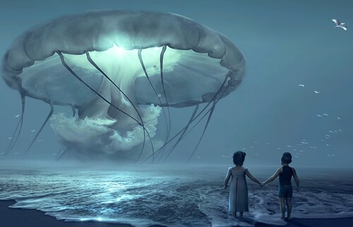 medusa gigante ante dos niños simbolizando los estilos de apego y la memoria emocional