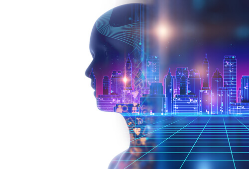 Persona con un edificio