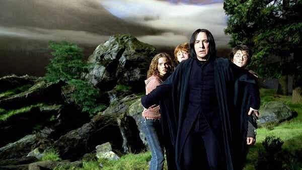 Snape con Harry Potter y Hermione
