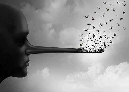 Cara con una nariz larga representando la mentira