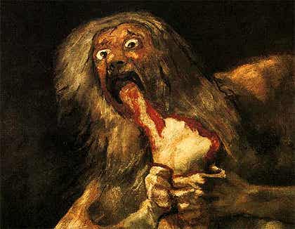 Goya, Saturno devorando a un hijo representando las psicología de las pinturas negras de Goya
