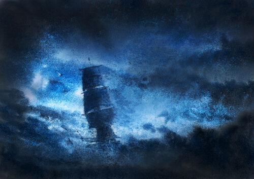 Barco entre tinieblas