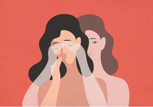 Mujer triste con las manos en la cara