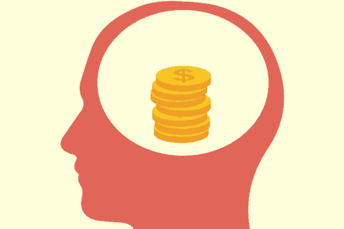 cabeza con dólares simbolizando la psicología del ahorro