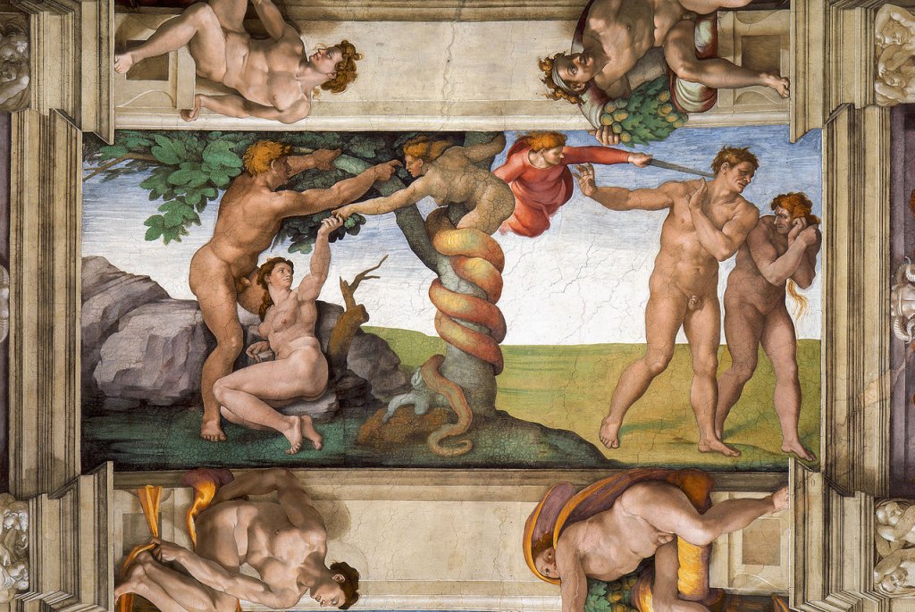 Expulsión del paraíso, obra de Miguel Ángel
