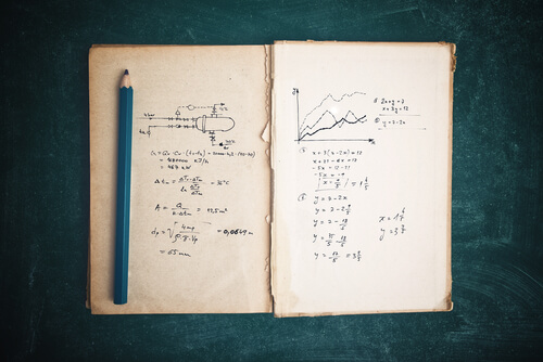 Libreta con apuntes de matemáticas