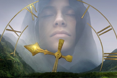 Chico tras reloj representando las 4 etapas de la vida según Carl Jung