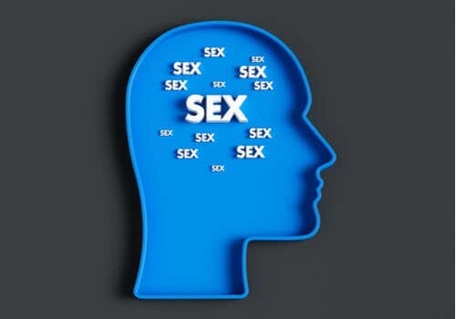 Cabeza con la palabra sexo en el cerebro
