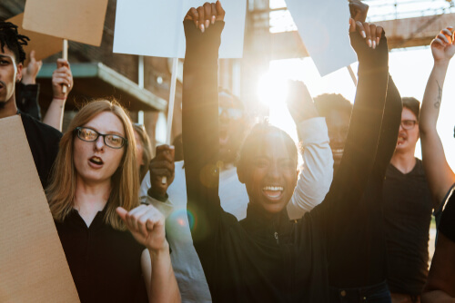 Vrouwen in een demonstratie