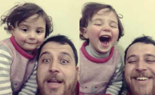 El padre sirio que ayuda a su hija a reírse de las bombas