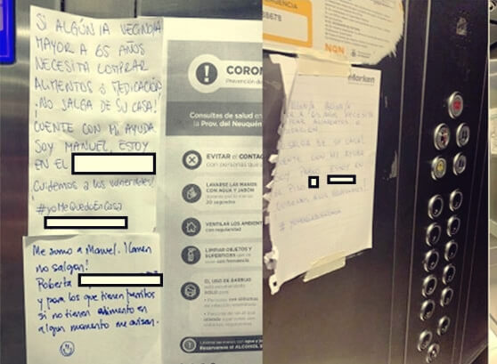 notas vecinales, ejemplos de solidaridad