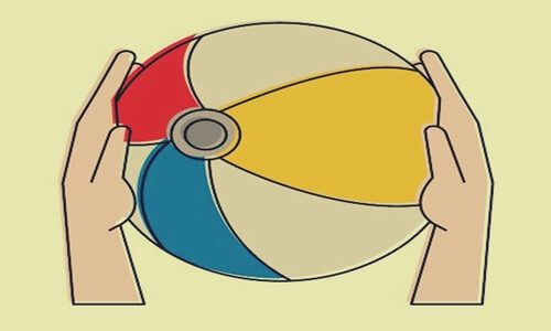 Imagen representando la metáfora de la pelota en la playa