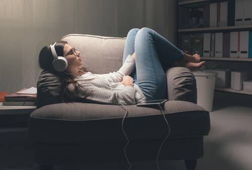 Woman listening to audiobook