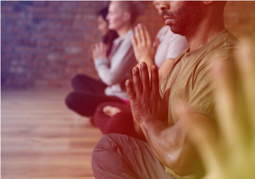 people meditating