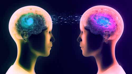 Two people connected by telepathy