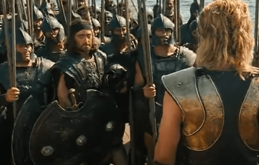 Aquiles con ejército de guerreros