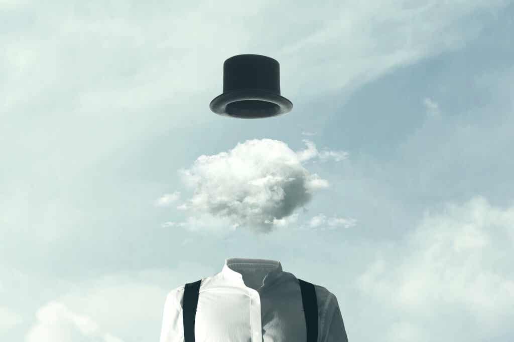 Hombre con nube en la cabeza representando cuando me siento desconectado