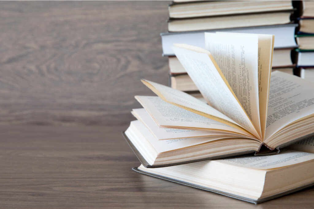 Libros sobre una mesa de madera