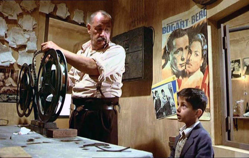 projectionist with child