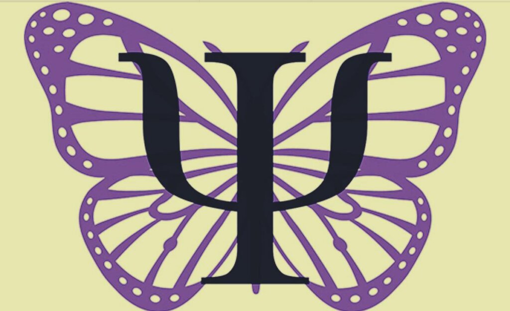 Mariposa con el símbolo de la psicología