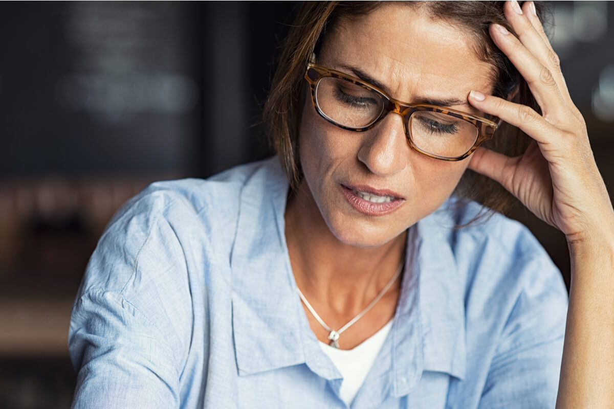 Stressed woman at home