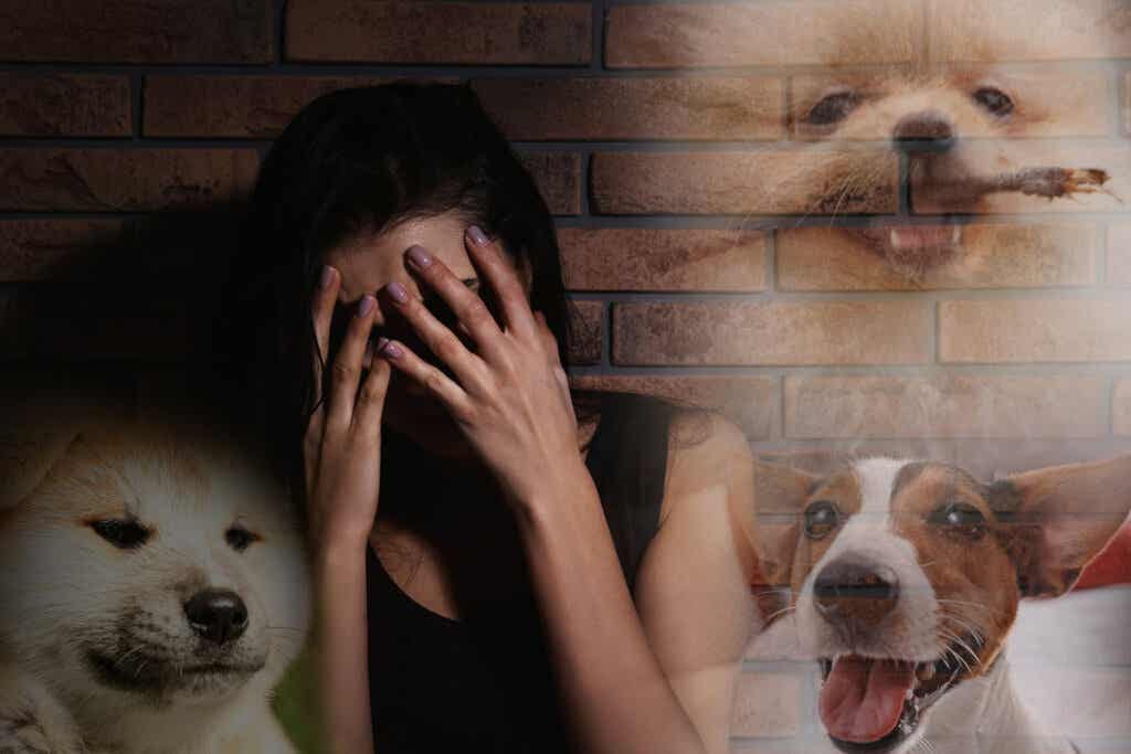 Mujer con miedo a los perros