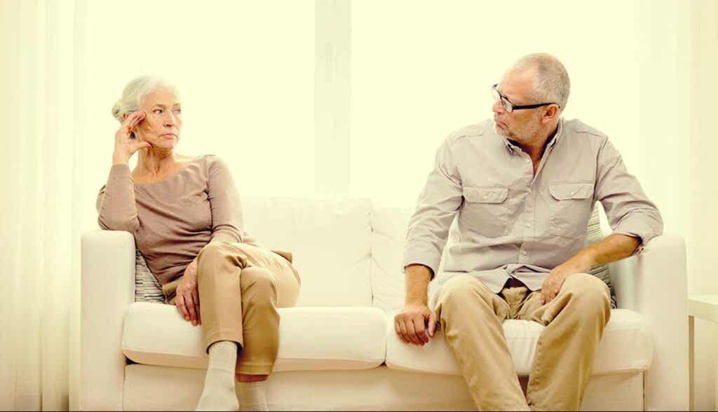 Older couple thinking about gray divorce