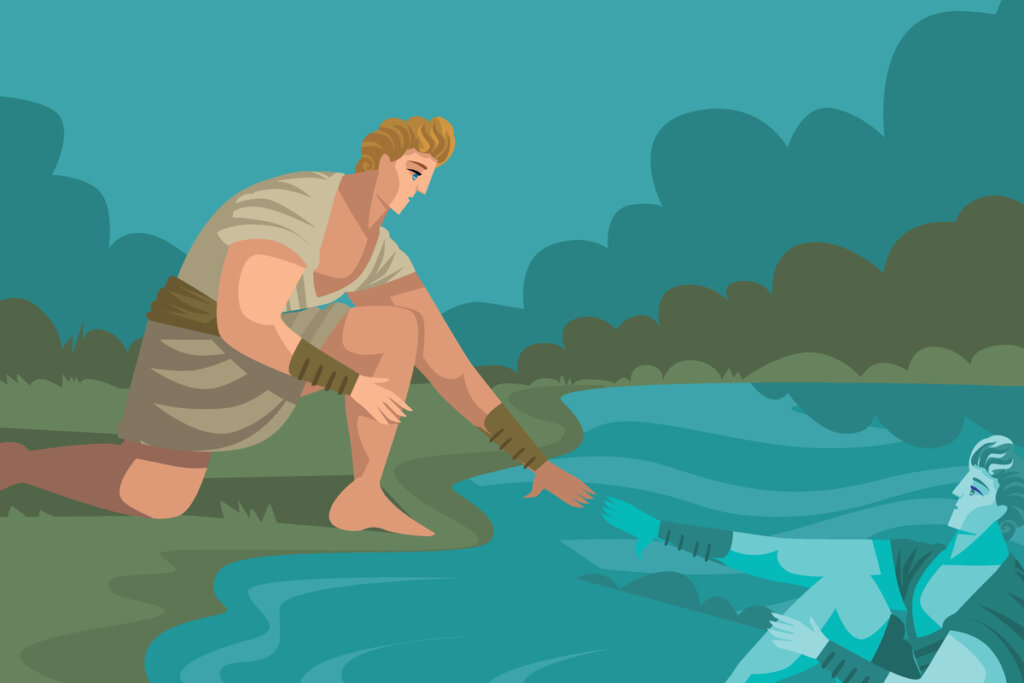 Narciso mirando su reflejo