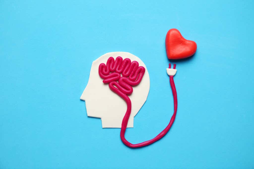 Cerebro de una persona conectando con un corazón para representar las hormonas de la felicidad