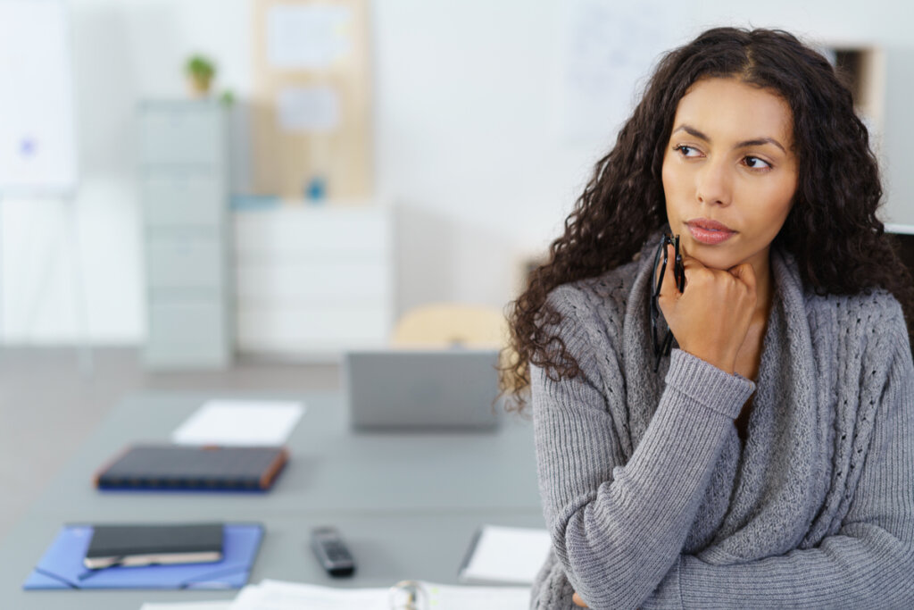 Woman thinking quietly