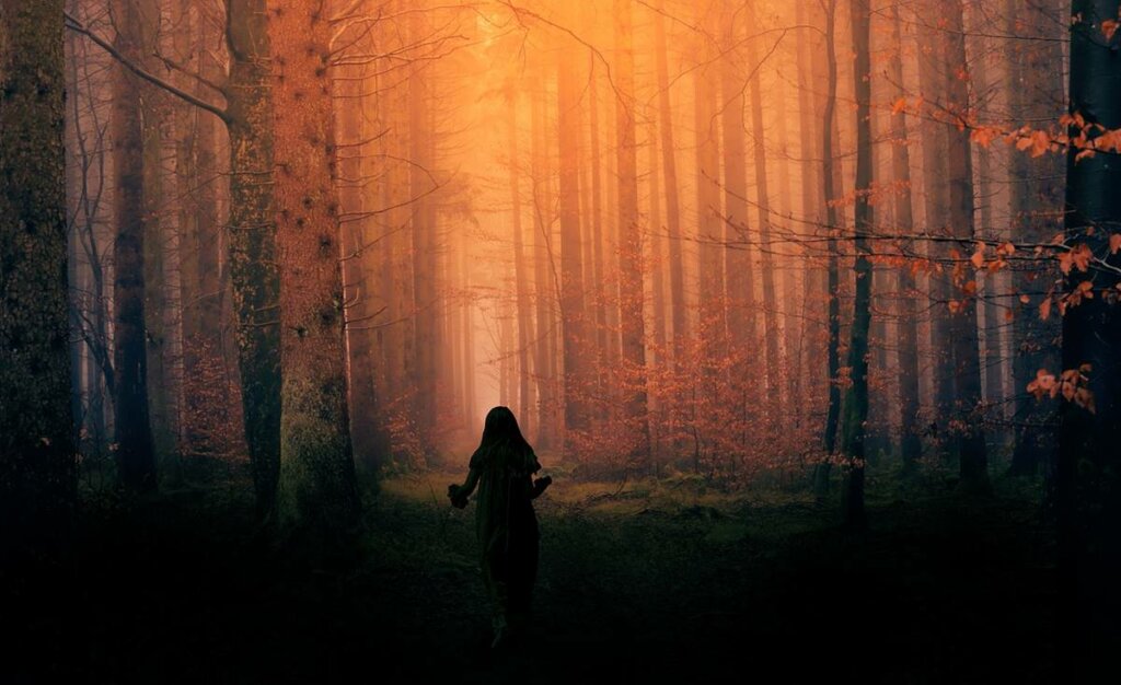 fille symbolisant quand les chagrins nous hantent comme des loups féroces