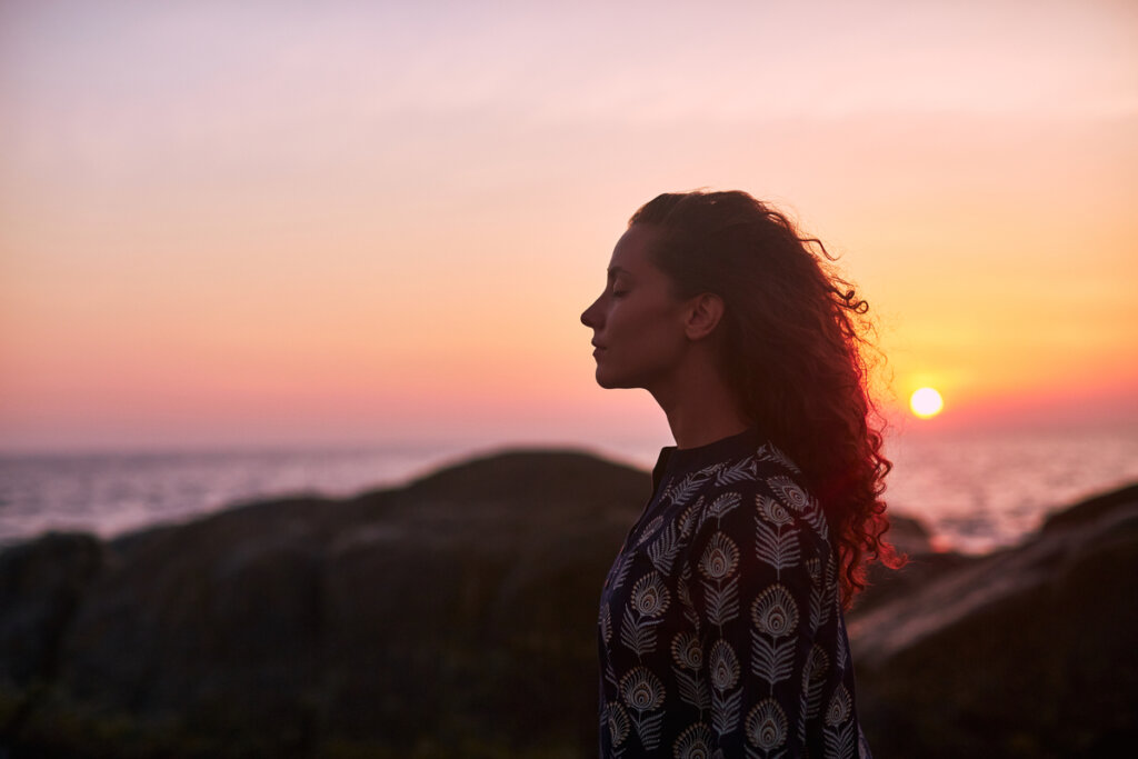 Woman with eyes closed