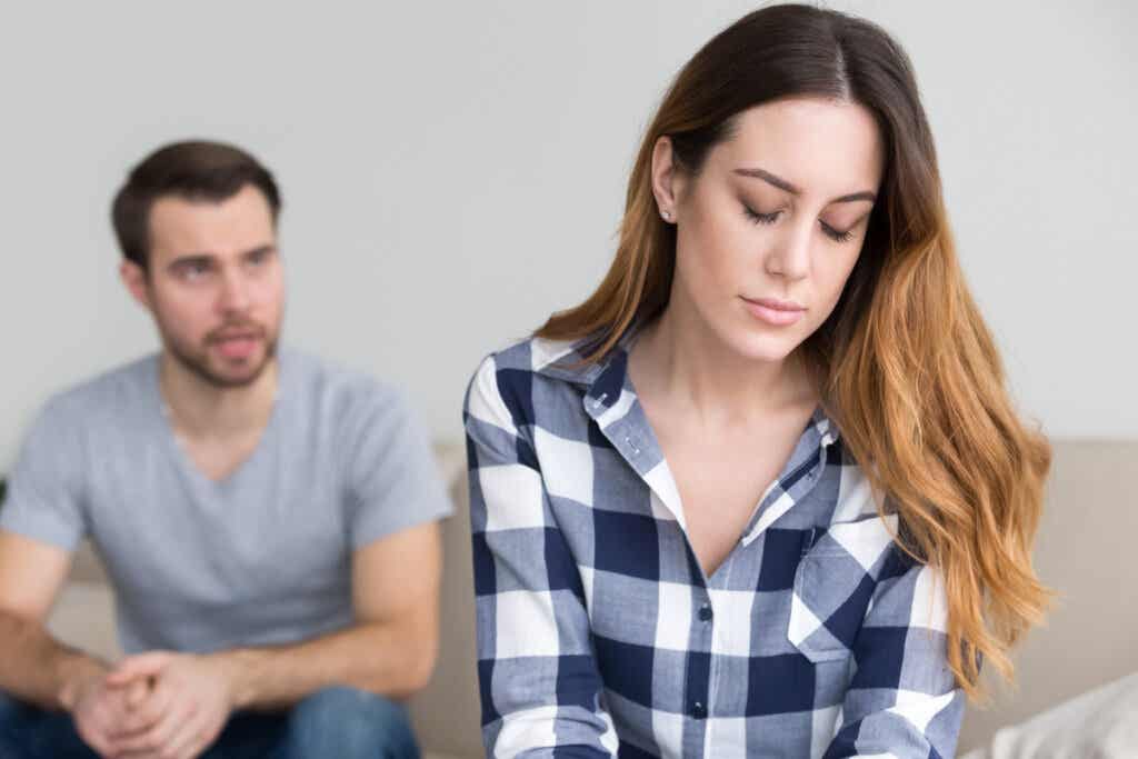 Sad woman because her partner speaks badly to her