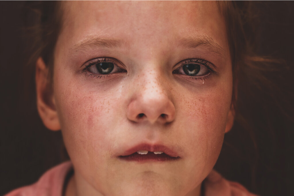 Girl with a tear on her cheek