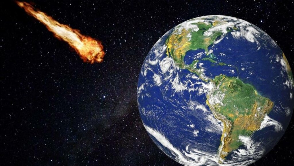 meteorito llegando a la tierra donde los preppers ya están preparados