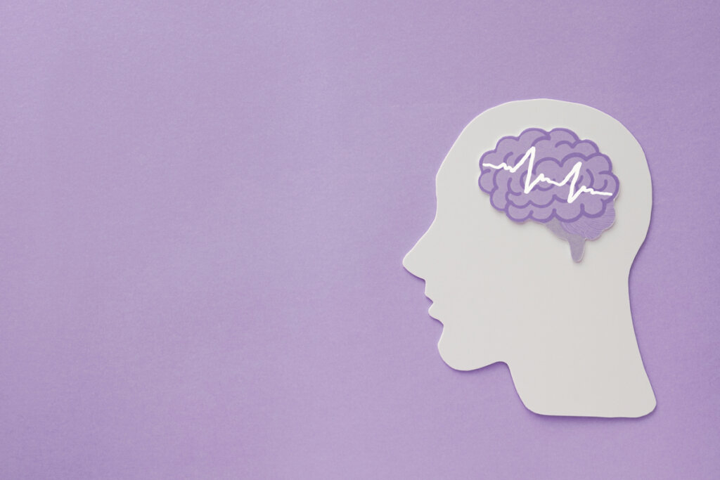 Cabeza con cerebro con epilepsia