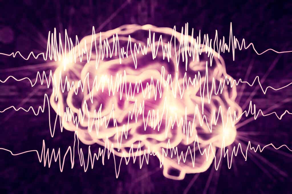 Cerebro con ondas de crisis epilépticas