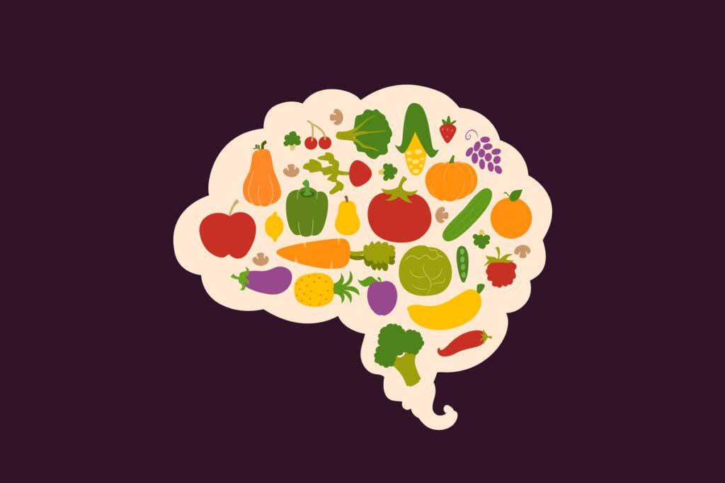 Cerebro con alimentos en su interior