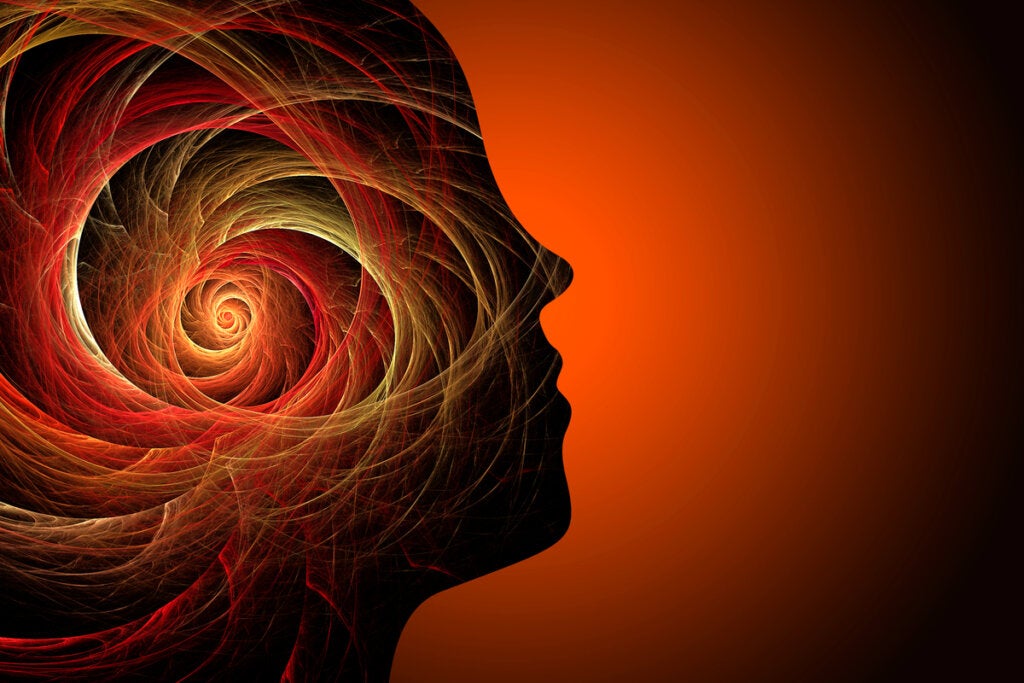 Espiral en la mente de una persona simbolizando el efecto de regla de los dos minutos para dejar de postergar