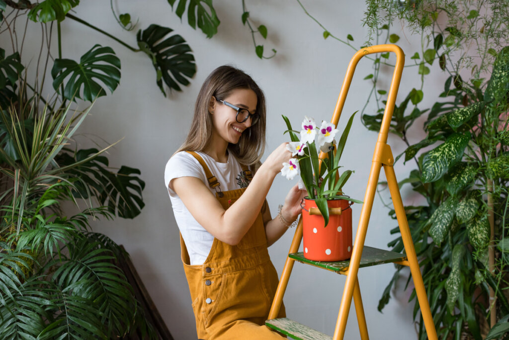 Mujer con plantas