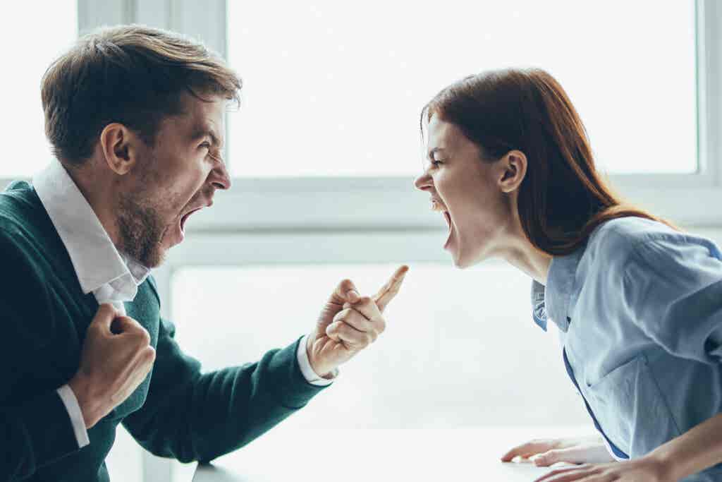 Man en vrouw schreeuwen tegen elkaar