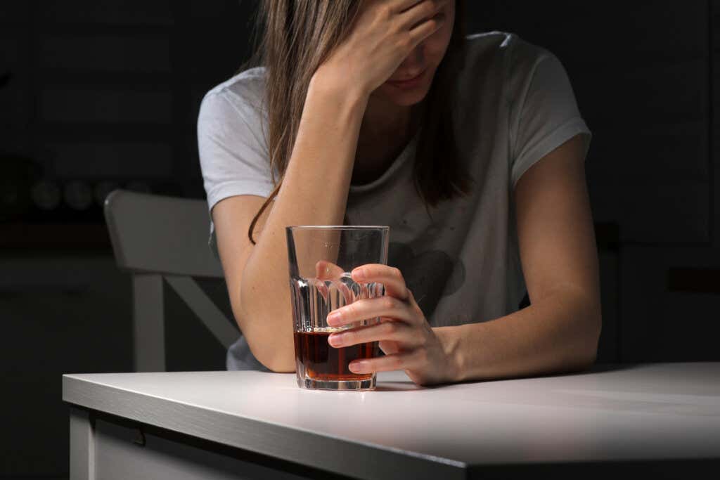 Woman with alcoholism problems