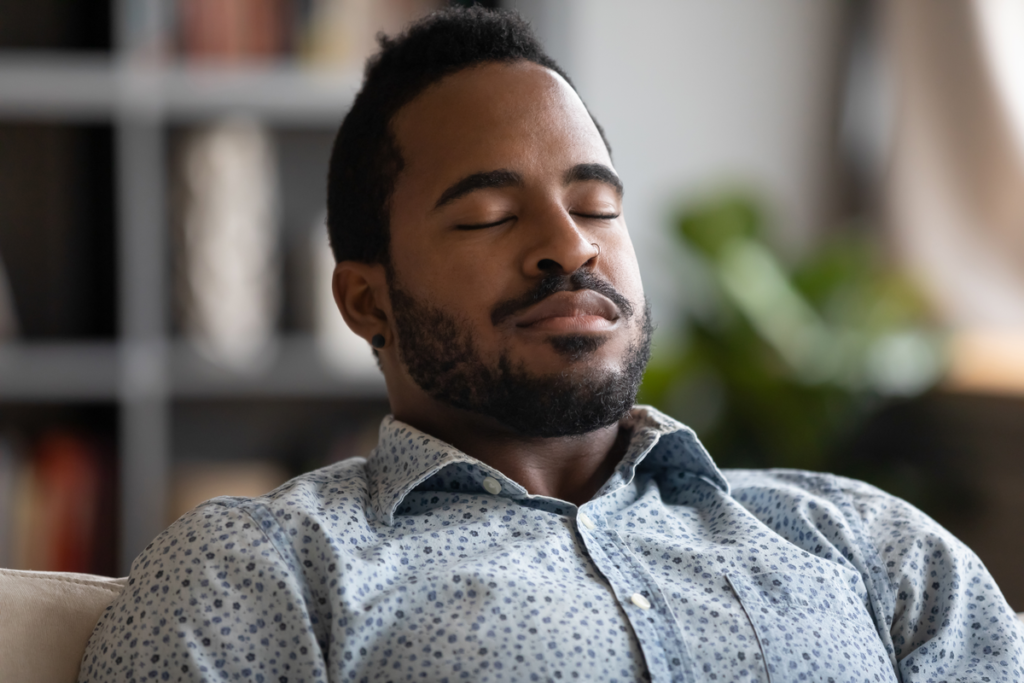 Relaxed man with eyes closed