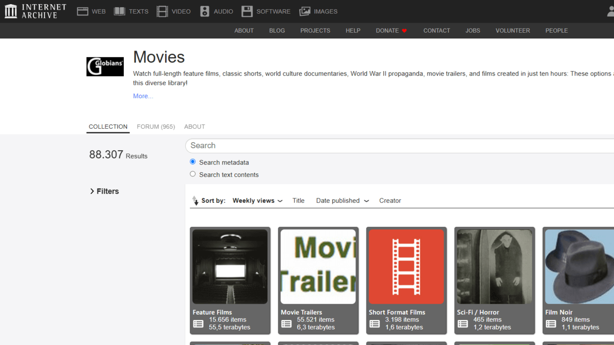 Internet Archive Movies.
