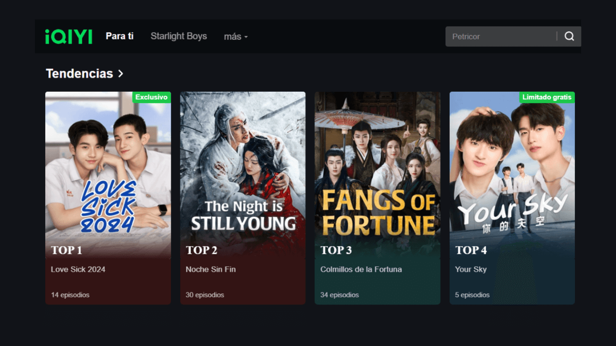 IQIYI, página para ver series online gratis.