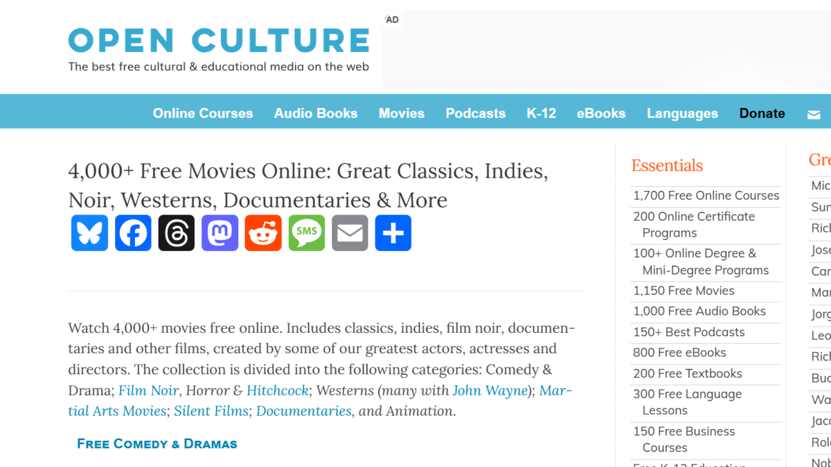 Nettsteder for å se serier og filmer gratis.
