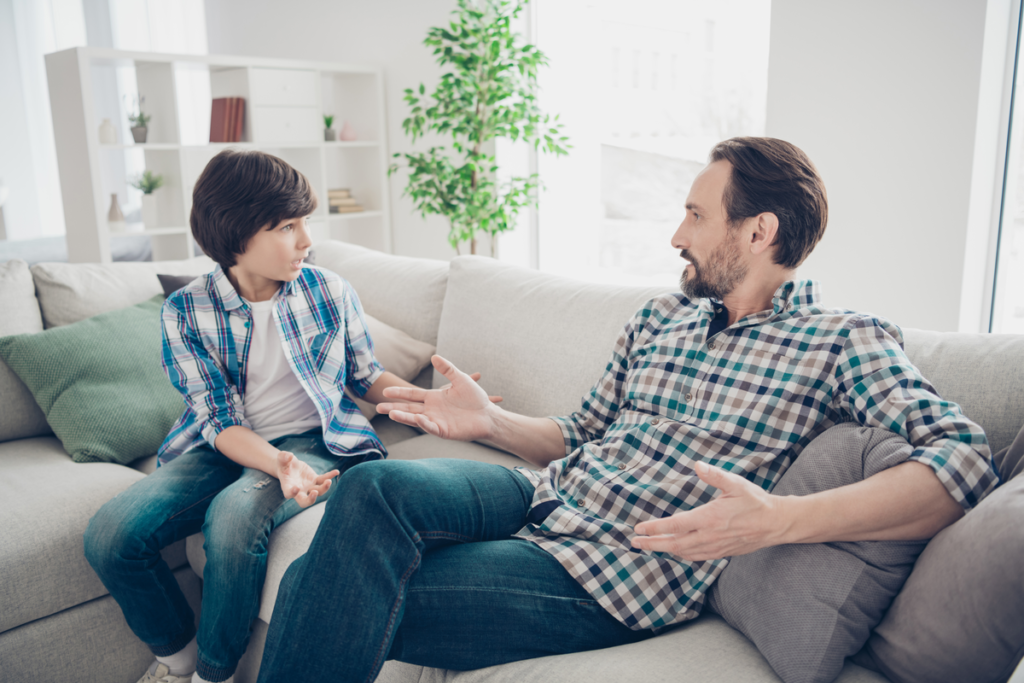 Father talking to his son