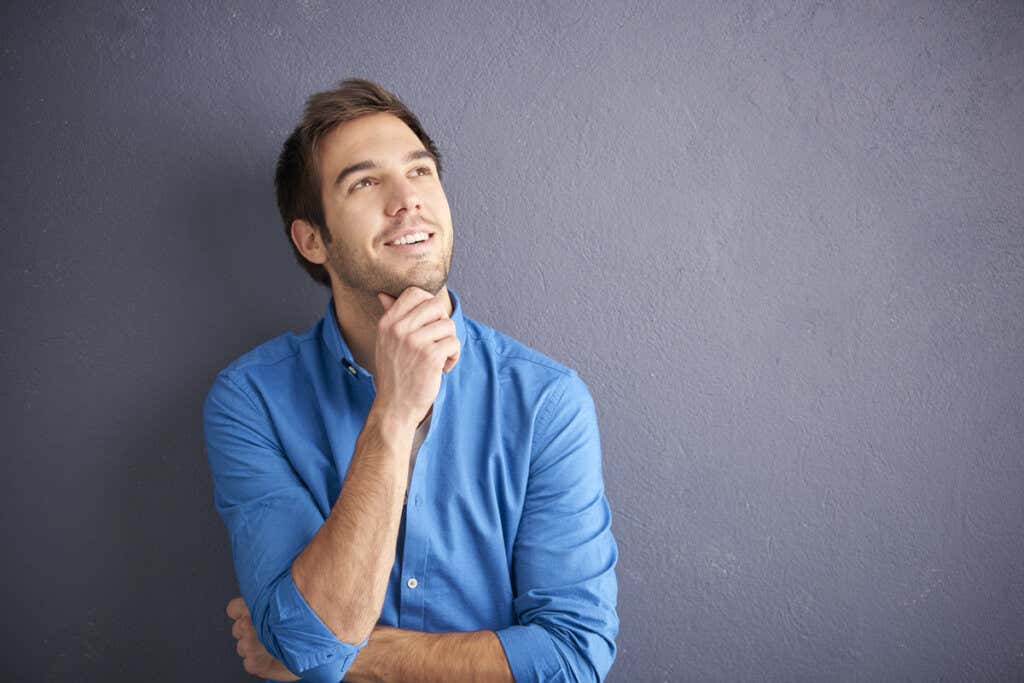 Man thinking about productivity conscious
