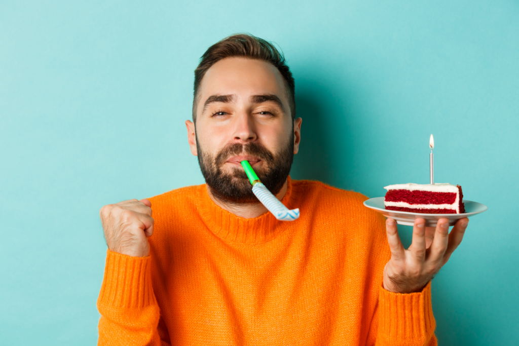 Young man celebrating birthday