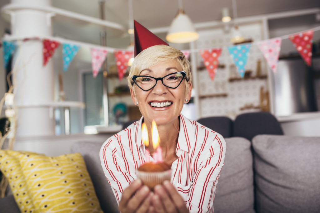 Senior woman celebrating birthday